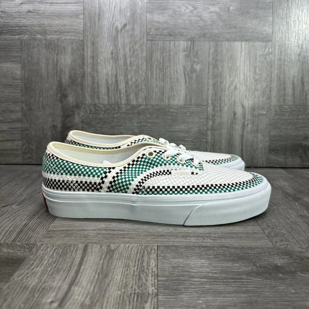 Vans‎ Authentic Sneakers Women 6.5 Green Checkerboard Canvas Low Top NEW